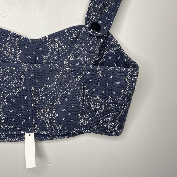 MADEWELL Top Women 4 Quilted Sweetheart Crop NEW Blue Bandana Print NM389 - Picture 13 of 16